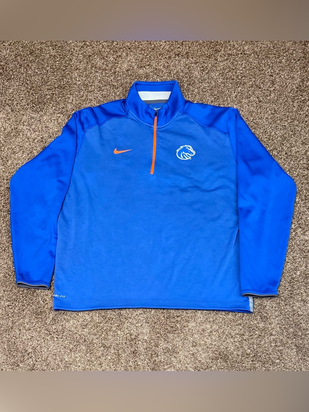 Nike Dri-Fit Boise State Broncos Blue 1/4 Zip Pullover Jacket Men’s Size XL
